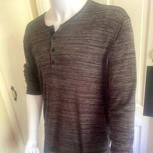 Men's John Varvatos Grey Long Sleeve Henley XL